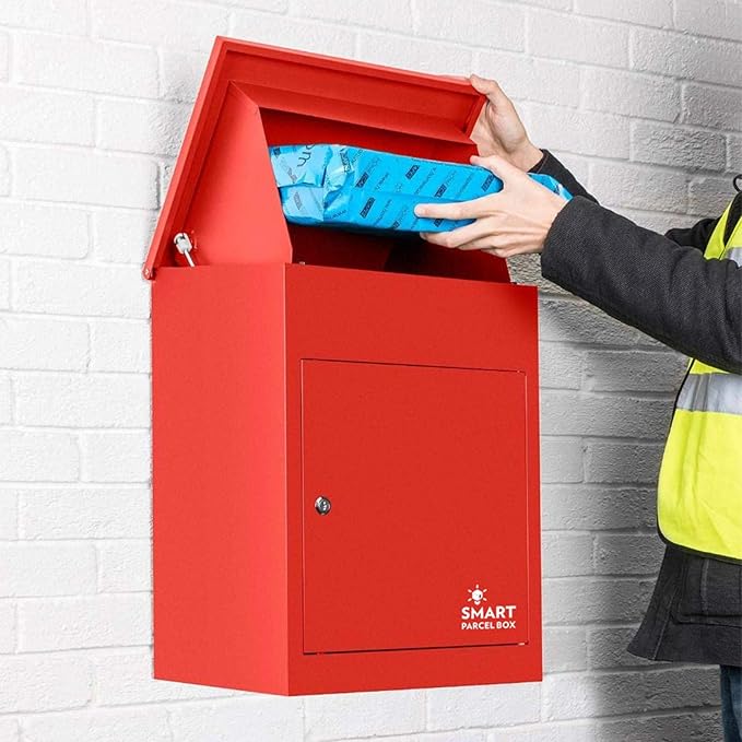 Wall Mounted Smart Parcel Drop Box Red for Secure Multiple