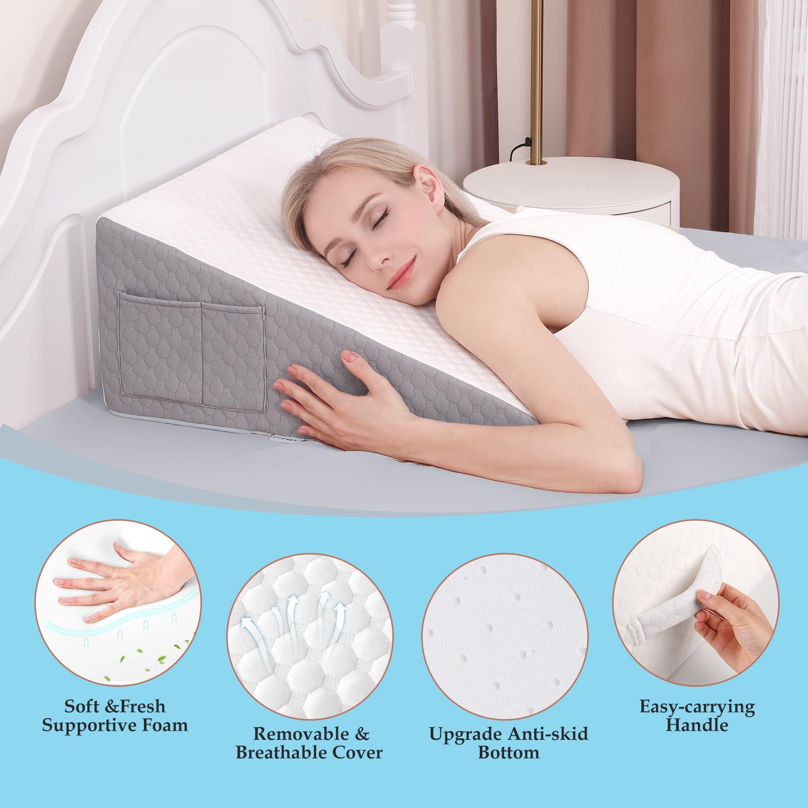 Forias Wedge Pillow for Sleeping,10
