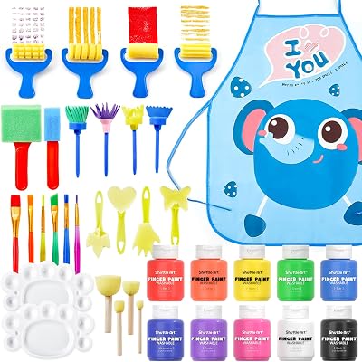 Shuttle Art 37 Pack Washable Kids Paint Set with Brushes & Accessories