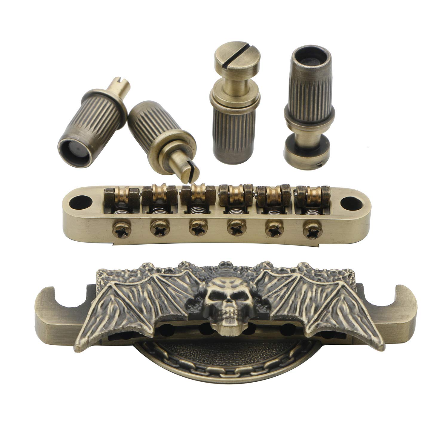 Pxyelec 1 Set Bronze 6 String Guitar Roller Saddle Tune-O-Matic Bronze Bridge Tailpiece for LP Electric Guitar Replacement Parts