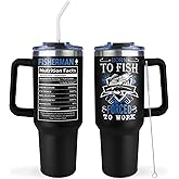 GwaLod 40oz Tumbler with Handle and Straw, Funny Fishing Gifts for Boys/Women/Men Unique, Mens Fly Fishing Gift, Gifts for Men Who Love Fish, Gift for Fisherman