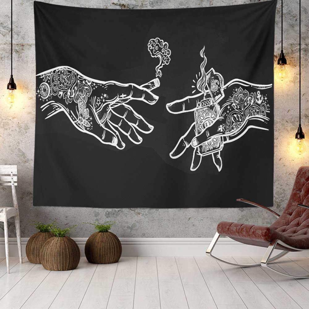 Dollin&Dockin Wall Tapestry White and Black Floral Hands, Funny Creative Hippie Boho Novelty Tapestry Wall Hanging, Art Decor Print Fabric for Bedroom Living Room College Dorm,250 * 150cm
