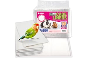 HA SHI Absorbent Bird Cage Liner - 27.9 x 16.1 Inches, 50 Pads, Disposable, Durable 5-Layer, Leak-Proof, Quick-Drying, Odor-Free for Parrots, Parakeets, Budgies, Canaries, Cockatoos