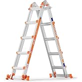 LEVELEVE Telescoping A Frame Ladder, 17FT Multi Position Ladder with Stabilizer Bar &amp; Wheels,330 lbs Security Load for Stairs Home Indoor Outdoor Roof
