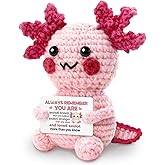hixkvpen Axolotls Valentines Day Stuffed Animals Positive Crochet Axolotls Doll Emotional Cheer Up Support Pick Axolotl Valentines for Class Inspirational Gifts for Daughter Son from Women Cute Decor