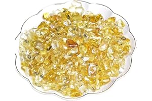 ERLIWAY Natural Citrine Tumbled Chips Crushed Crystal Stone, 7-9mm Polished Healing Crystal Chips Healing Reiki Crystal Jewelry Making Home Decoration