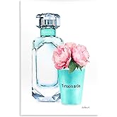 The Stupell Home Décor Collection Teal Blue Perfume Bottle and Pink Peonies Wall Plaque Art, Multi-Color