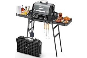BBQMALL Portable Folding Grill Stand for Ninja Woodfire Outdoor Grill(OG701 OG850 OG951 Series), Blackstone 17"/22" Griddle, Onni Pizza Oven, 51in Large Space Camping Grill Stand with Adjustable Legs(26"-34”)