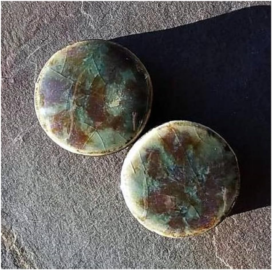 Pair - Green Agate Glass Ear Plugs Organic Handmade double-flared gauges ceramic Essential Oil Diffusers