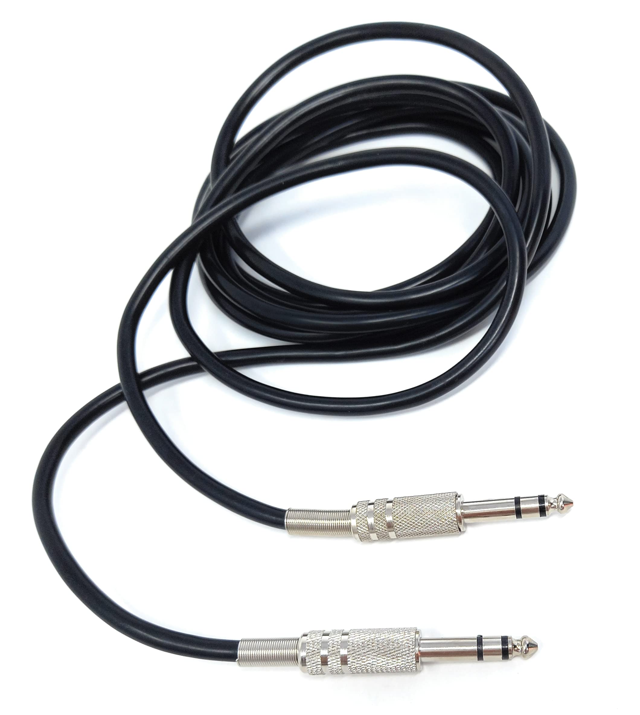 DRUT 3m 6.35mm Male to 6.35mm Male Stereo Audio Cable 1/4" TRS Connectors For Professional Music Instruments & Home Audio 10ft Black Nickel Connectors