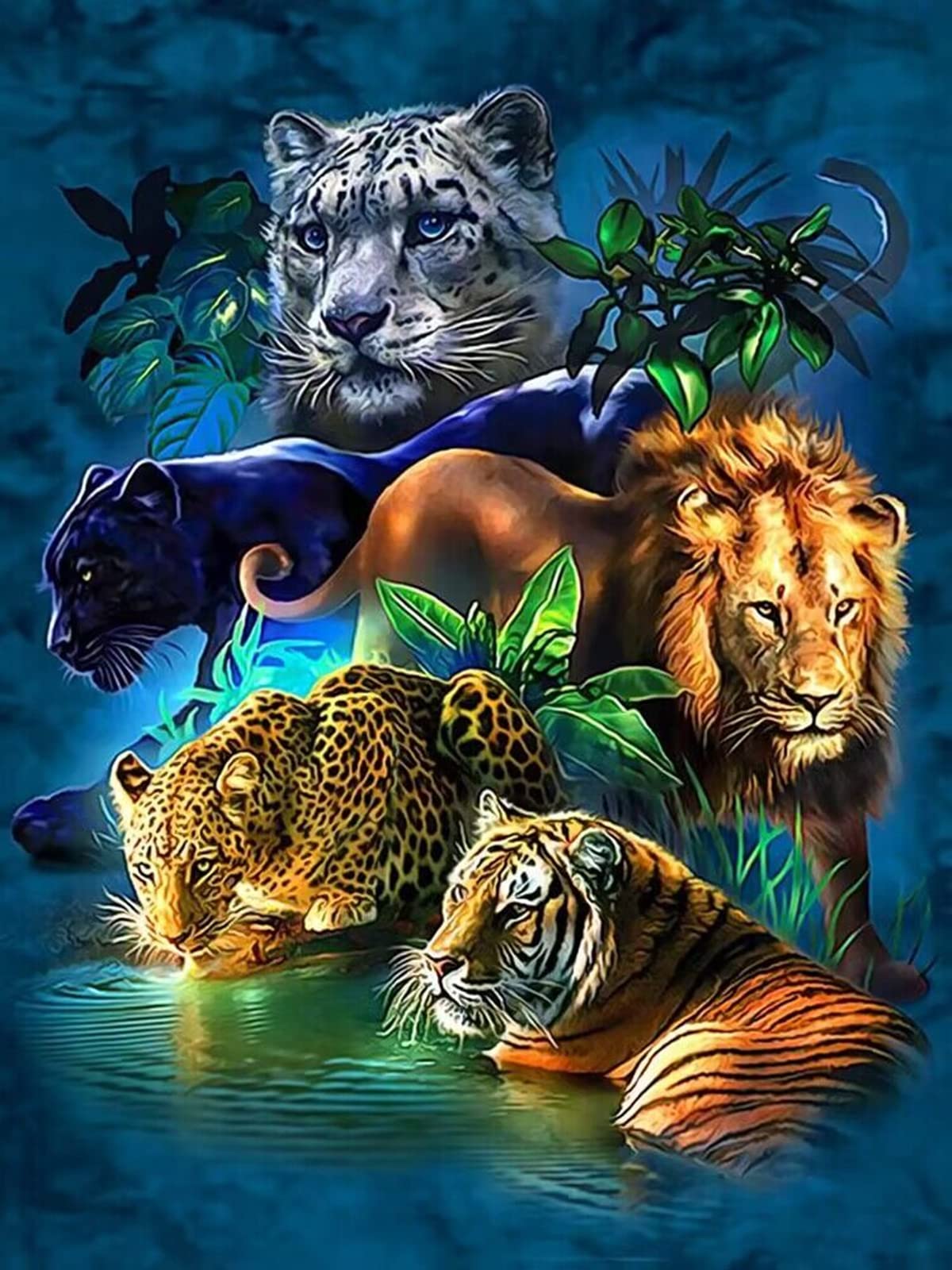 Zingso 5D Diamond Painting Full Kit, DIY Diamond Painting by Number Kits for Adults Full Drill Rhinestone Crystal Embroidery Pictures Cross Stitch for Home Wall Decor Gift 11.8 x 15.7 inch (Set 2)