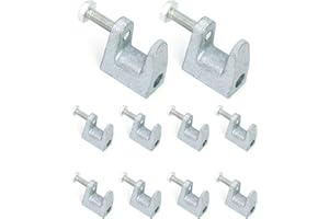 QWORK Beam Clamp, 10 Pcs 3/8" Zinc Plated Iron Safety Beam Clamp, 13/16" Jaw Opening