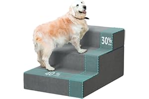 YENING Large Dog Stairs for High Beds - Extra Wide Pet Steps for Large Dogs to Get on Tall Bed 3 Deep Step Cat Ramp for Couch