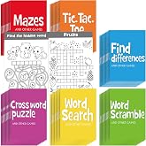 Hungdao 48 Pcs Activity Books Kids, Word Search Mazes Crossword Puzzles | Word Scramble Tic-tac-toe Find Differences, Bulk Party Favors Classroom Rewards, Boys Girls Travel Fun Activities