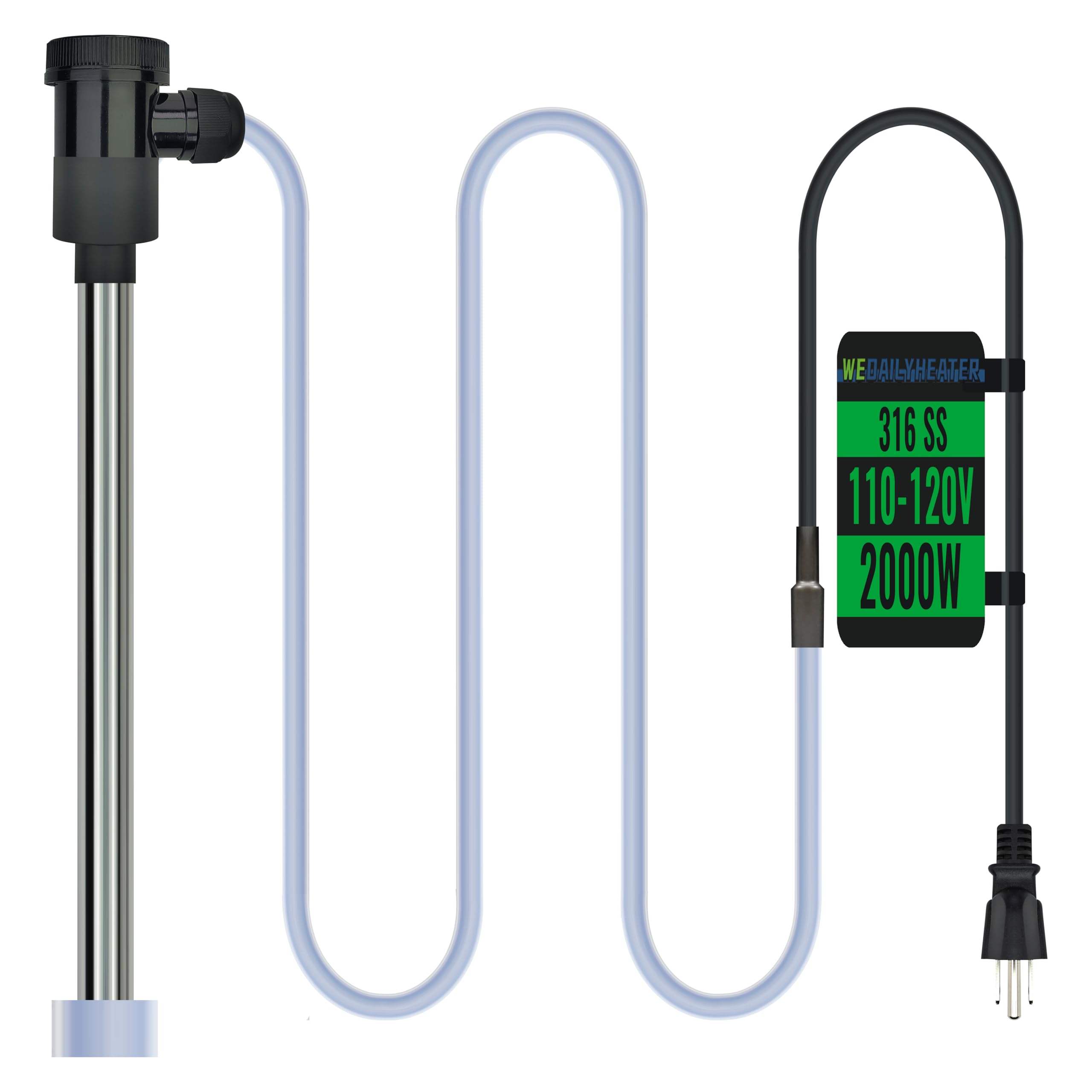 Photo 1 of 2000W Immersion Water Heater of Hot Tub & Above Ground/Inground Pool – Portable Fully Submersible Electric Heater with Auto Shut Off & WiFi Timer for Bathtub, Inflatable Pool and Baptismal Pool etc