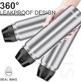 GOPPUS 1L Stainless Steel Water Bottle with Straw Leakproof Flip Lid view 3