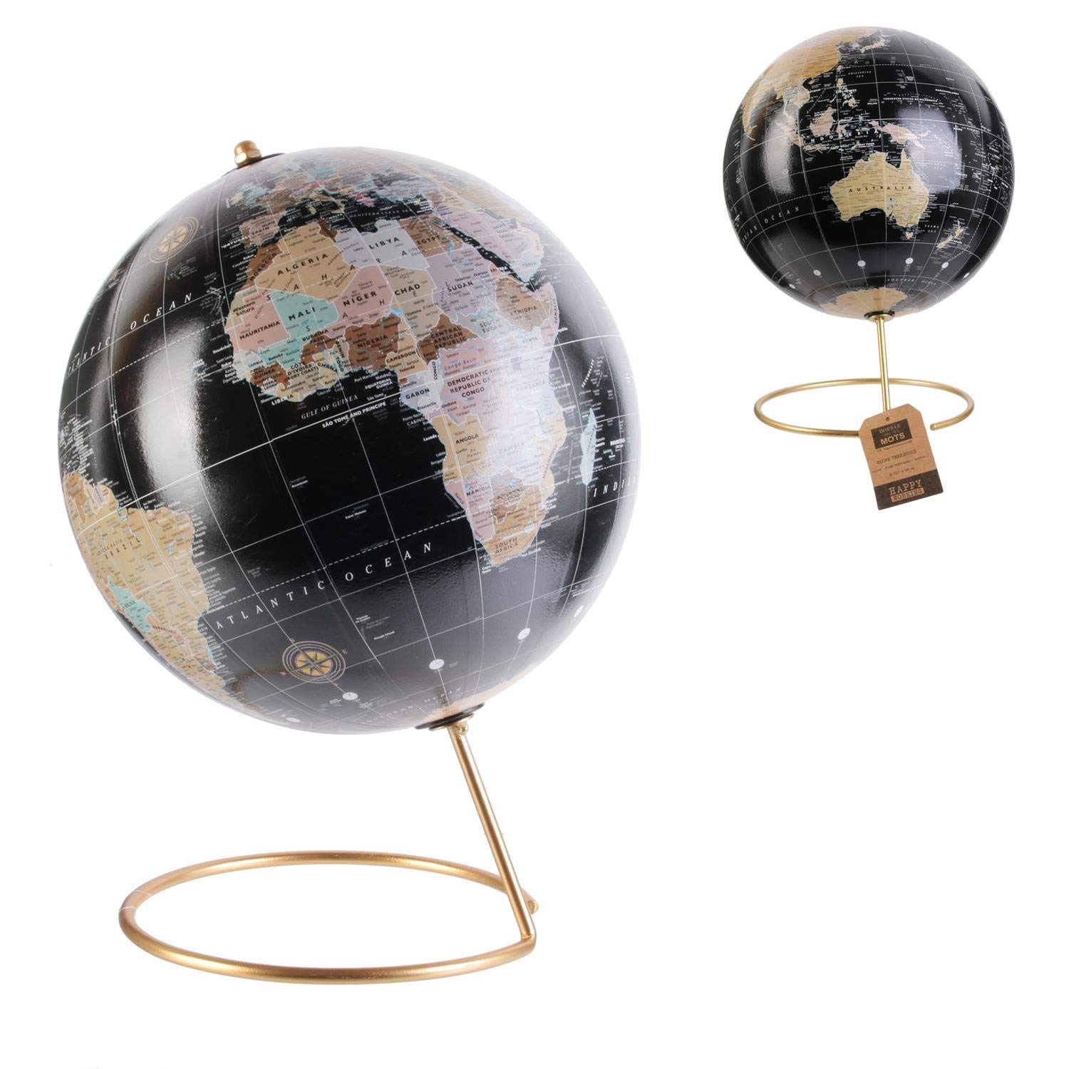 Happy working - Globo terráqueo Decorativo, 21,5 x 29 cm, diseño Original y Creativo