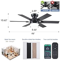 Goniyado 46" Low Profile Ceiling Fans with Lights