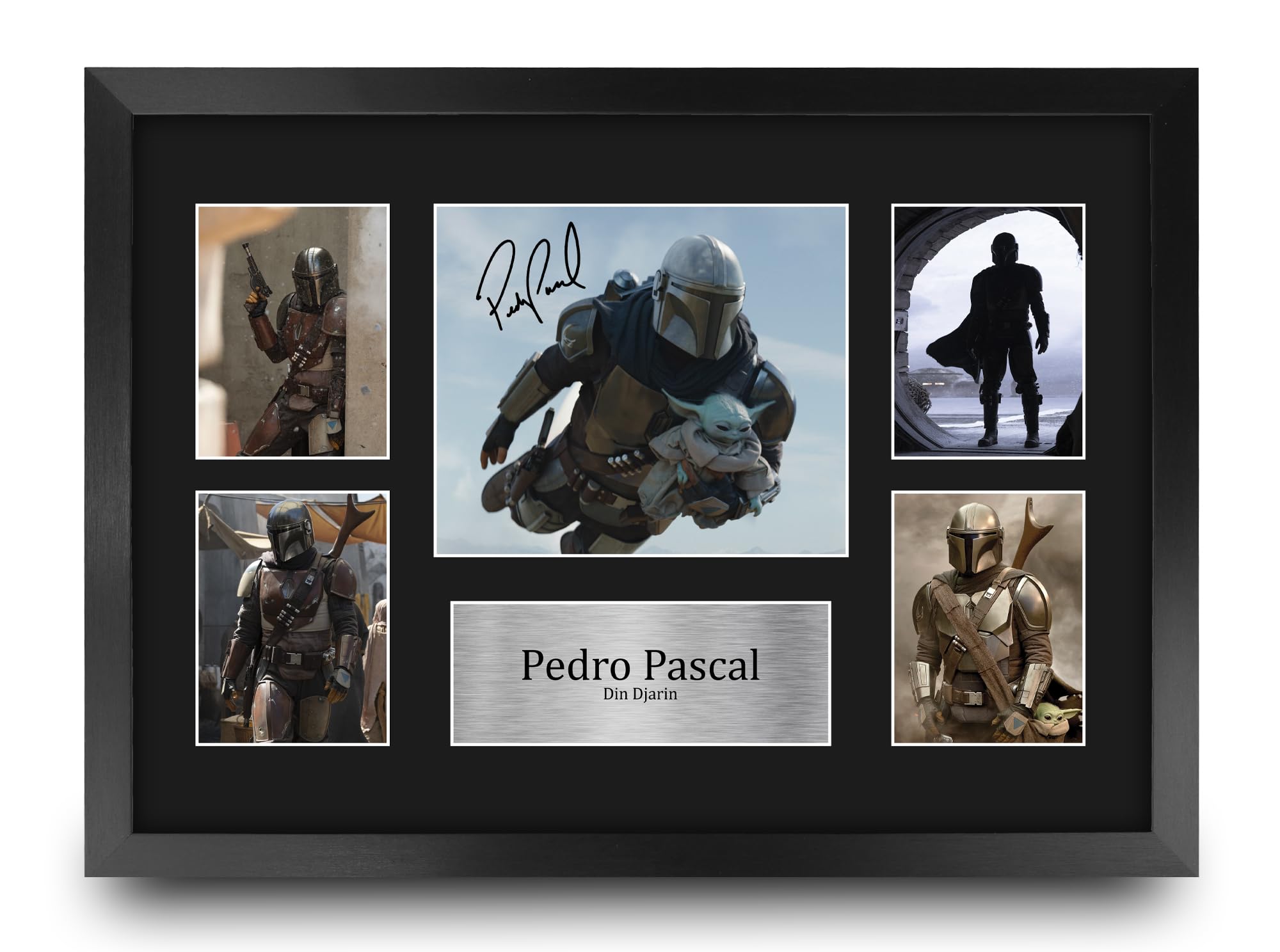 Photo 1 of HWC Trading Pedro Pascal The Mandalorian 16 x 12 inch Gifts Printed Signed Autograph Presentation Photo Montage Display for TV Show Fans - 16" x 12" Framed
