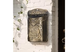 Uniclife Wall Mount Mailbox, Mailboxes for Outside, Decorative Vintage Mailbox, Metal Mail Box for House Decorations, Door Ma