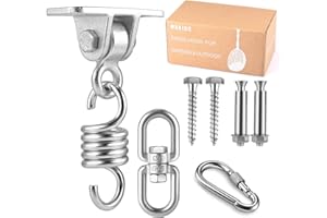 MDAIRC Heavy Duty Stainless Steel Hanging Kit: Swing Hangers and Hammock Spring and swing swivel spinner, Kglobal Swivel Hook and Locking Snap Hooks for Wooden Sets，tire swing swivel，Seat Trapeze Yoga