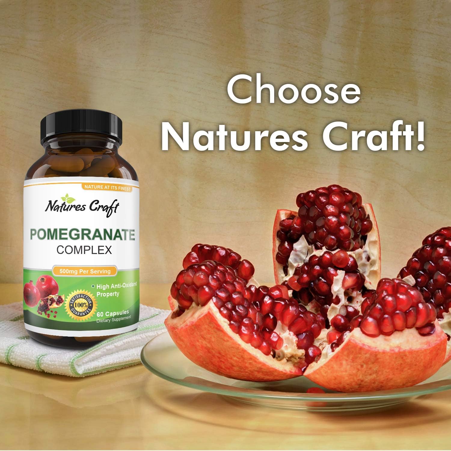 Natural & Pure Pomegranate Supplement for Women & Men Powerful