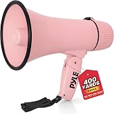 Pyle 20W Megaphone Bullhorn - 5.43" x 8.66" Portable Megaphone, 400-Yard Projection Range, Automatic Siren, Voice Talk, Music &amp; Whistle, Adjustable Volume, Shoulder Strap, Battery Operated