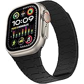 ZZDZZ Compatible with Apple Watch Band 49mm 46mm 45mm 44mm 42mm 41mm 40mm 38mm, Silicone Magnetic Adjustable Loop Strap for iWatch Ultra 3/2/1 SE3 Series 11 10 9 8 7 6-1 (49/46/45/44/42, Black)