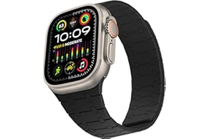 ZZDZZ Compatible with Apple Watch Band 49mm 46mm 45mm 44mm 42mm 41mm 40mm 38mm, Silicone Magnetic Adjustable Loop Strap for iWatch Ultra 2 Series 10 9 8 7 SE 6 5 4 (49/46/45/44/42, Black)