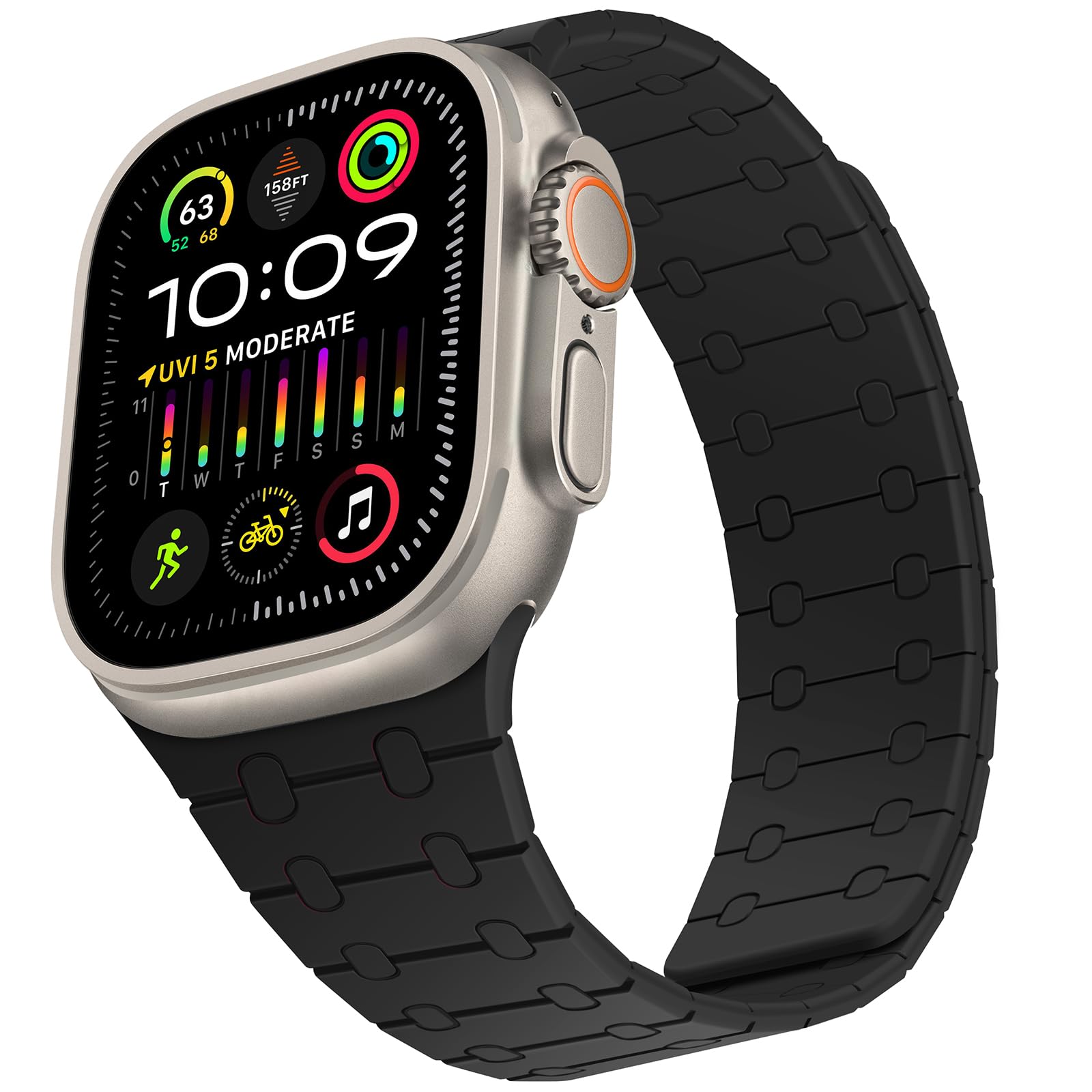 ZZDZZ Compatible with Apple Watch Straps 49mm 46mm 45mm 44mm 42mm 41mm 40mm 38mm, Silicone Magnetic Adjustable Loop Strap for iWatch Ultra3/2/1 Series 11 10 9 SE3 8-1 (49/46/45/44/42, Black)