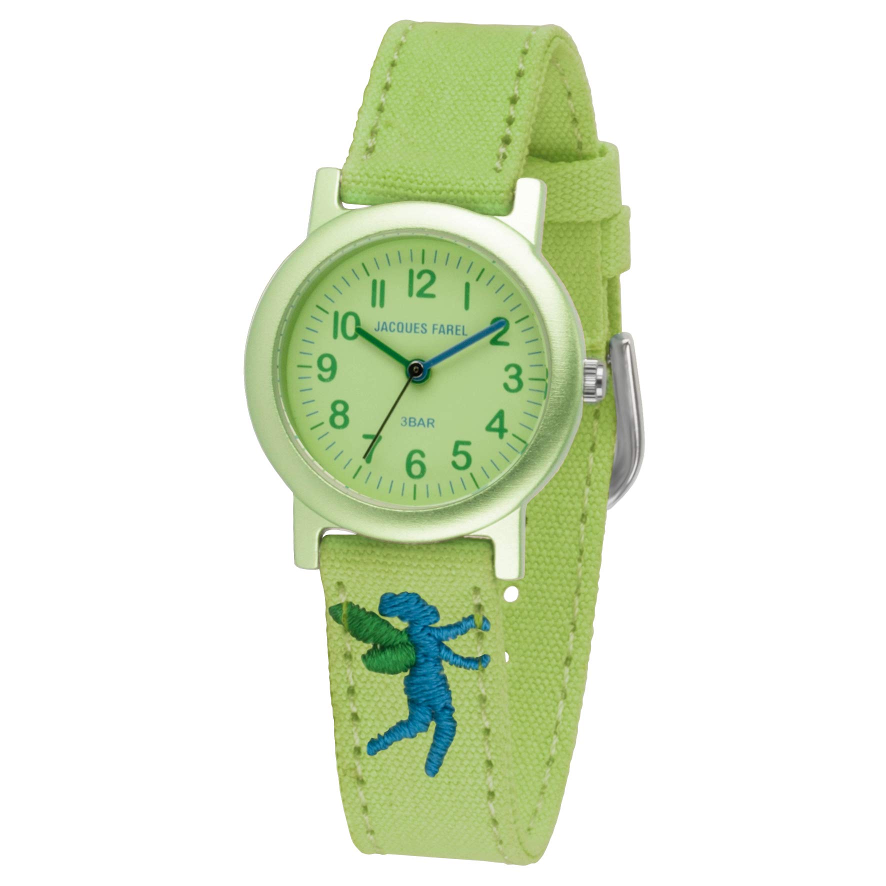 JACQUES FAREL ORG 0613 Children's Watch with Textile Strap Made of Organic Cotton for Girls Aluminium Analogue Quartz