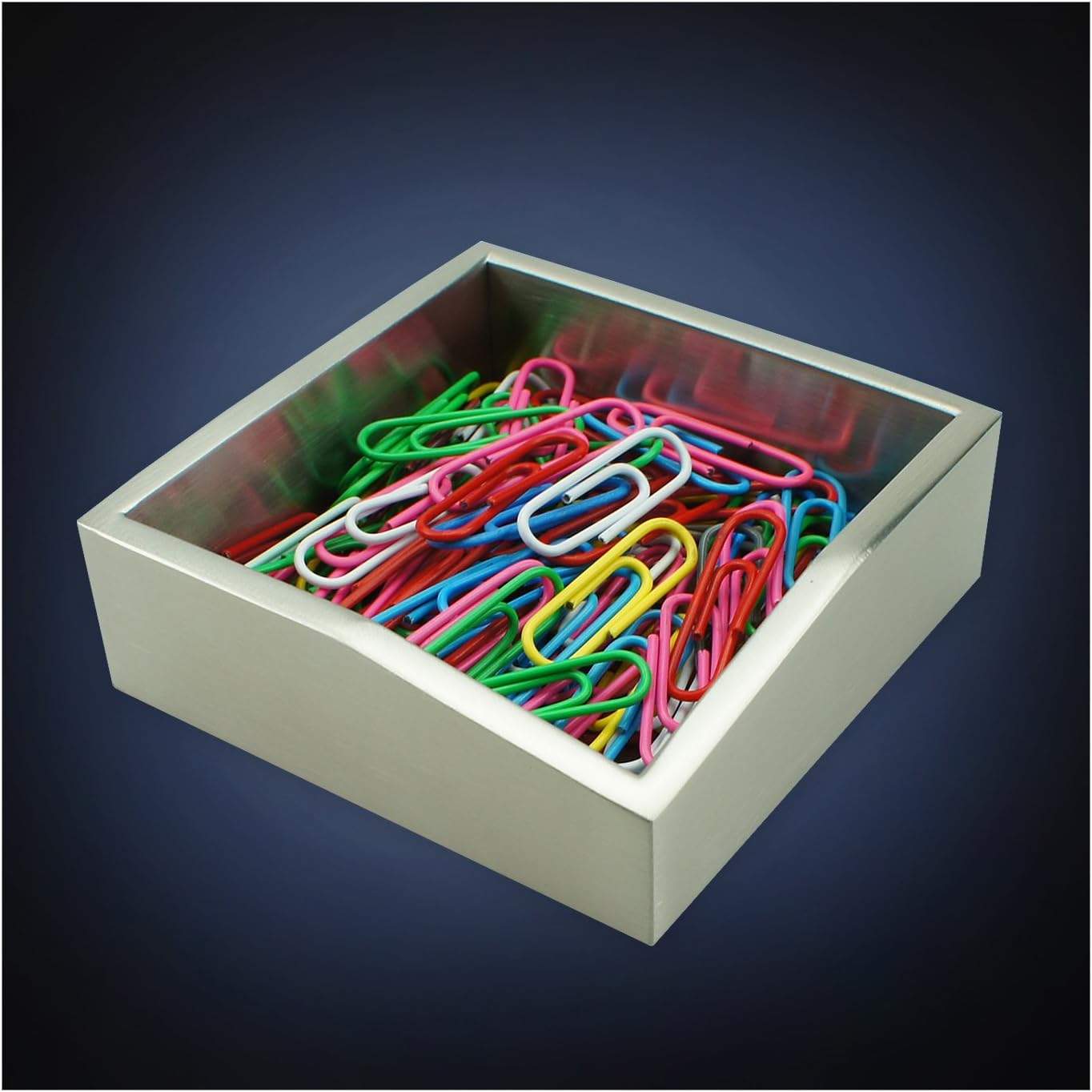 ArtsOnDeskModern Art Paper Clip Holder St211 Stainless Steel Satin Finish Patent Applied for-Push Pin Safety Pin Straight Hitch Pin Binder Hair Clip Box Cup Dispenser Desk Accessory Organizer Gift.