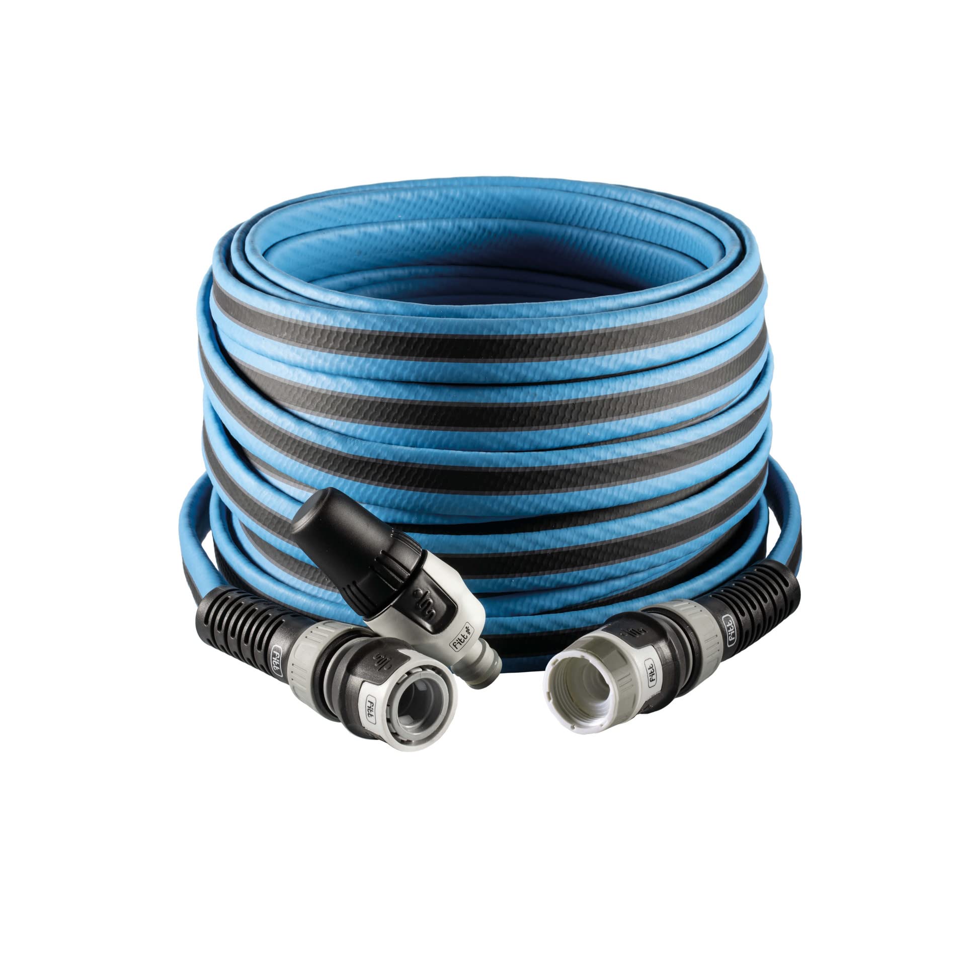 FITT Force 20m, Water Hose for Garden Irrigation, Light, Resistant and Compact, for Intensive Use, with Nozzle, Colour Blue, -43% CO2e