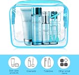 BEHAHAI Clear Toiletry Bag Transparent TSA Approved Blue Makeup Travel Organizer view 3