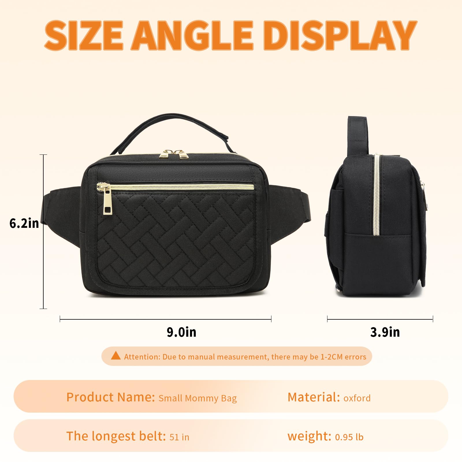 Small Diaper Bag with Portable Changing Pad,Crossbody Diaper Bag Pack with Wipes Pocket,Mini Diaper Bag Fanny Pack for Baby Travel Black