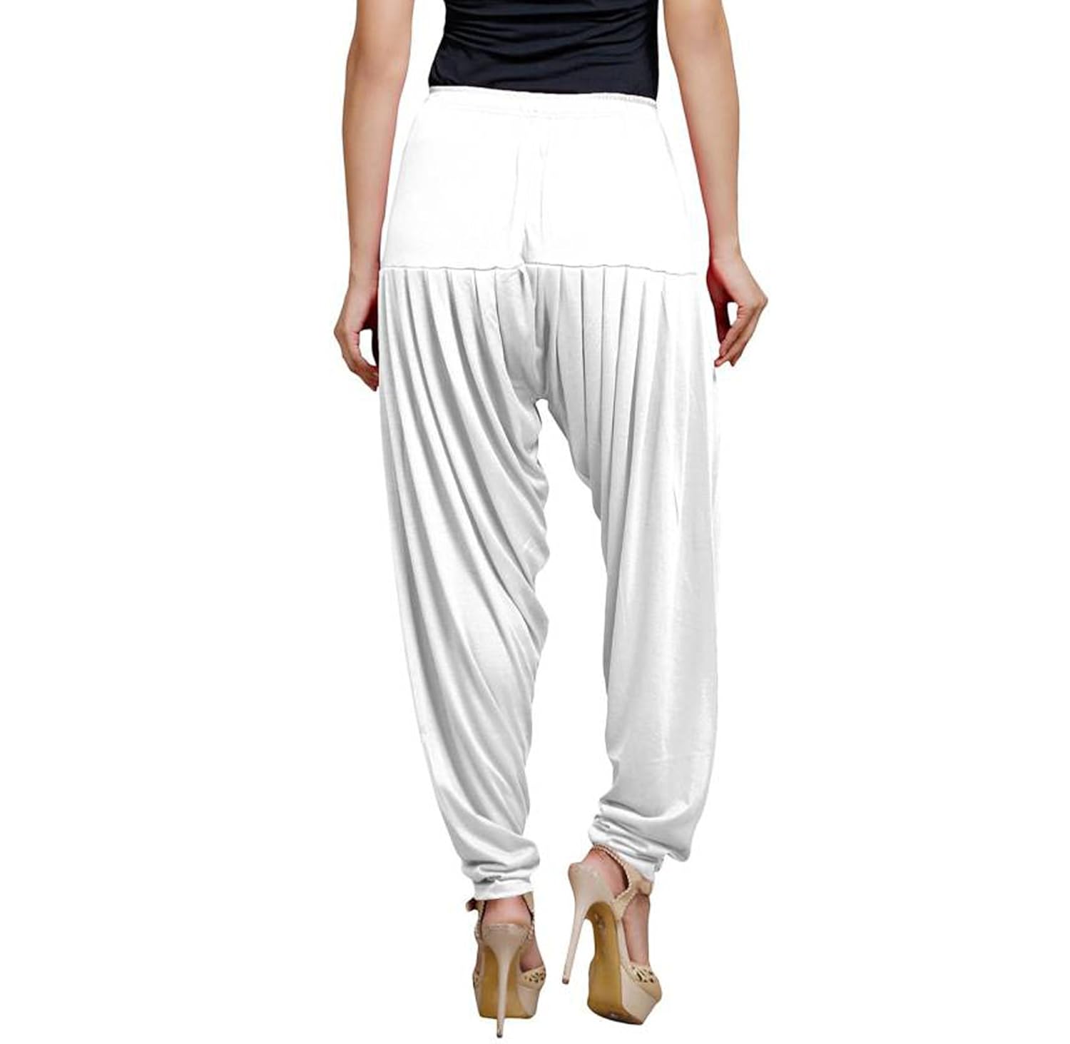 eazy trendz viscose lycra solid patiala for womens - white