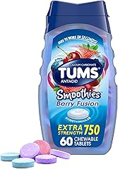 TUMS Antacid Smoothies Berry Fusion Tablets 60 Count 2 Pack