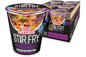Nissin Cup Noodles Stir Fry Noodles in Sauce, Teriyaki Chicken, 3 Ounce (Pack of 6)