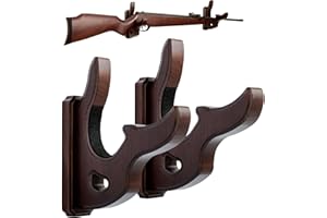 TESLYAR Gun Holder Wall Mount - Branches-Style Rifle Hooks, Wooden Gun Rack for Shotguns, Real Hardwood, Set of 2, Wenge Finish, Gun Hangers for Wall
