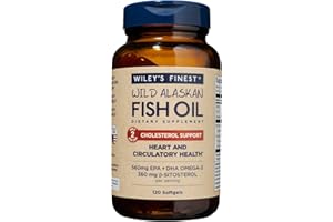 Wiley's Finest Wild Alaskan Fish Oil - Heart Health Supplement for Men and Women - 560mg Omega-3s - 120 Softgels (60 Servings)