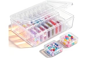 Bead Organizer Storage Box, 30PCS Small Plastic Containers with Lids Mini Transparent Drawers for Beads Jewelry Diamond Art C