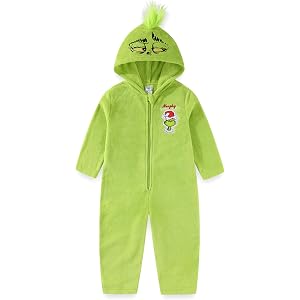 Dr. Seuss Grinch Christmas Hooded Coverall for Toddler and Big Kids