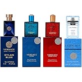 Versace 4 Piece Mini Gift Set for Men | Eau Fraiche &amp; Eros Flame, Travel Size Fragrance Sampler, EDT &amp; EDP Splash Bottles, Designer Perfume Collection for Him