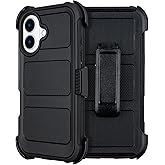 for Defender iPhone 16 Case with Clip,for Holster iPhone 16 Case with Kickstand,for Heavy Duty iPhone16 Phone Case Rugged 2 Layers of Sturdy,Anti-Drop for Phone Case iPhone16Case Protective(Black)