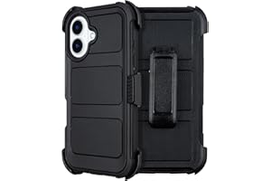 SAIBORO Case for iPhone 16 Plus Case with Belt Clip Holster,for Defender iPhone 16 Plus Cases with Stand,Heavy Duty Rugged Full-Body,3 Layers of Sturdy,Anti-Drop,Cases for iPhone16PlusCase Protective (Black)