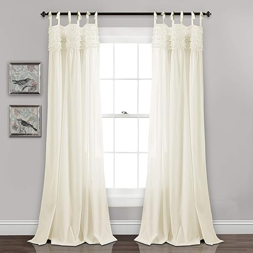 Amazon Com Lush Decor Lydia Curtains Ruffle Window Panel Set For