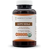 Secrets of the Tribe Gotu Kola USDA Organic Capsules | Certified Organic Vegetarian Capsules, Herbal Dietary Supplement | Centella asiatica Dried Herb (120 Count)