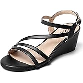 IDIFU Women's Wedge Heel Sandal Dress Low Strappy 2 Inch Open Toe Wedding Bridal Shoes for Woman Ladies Evening Formal