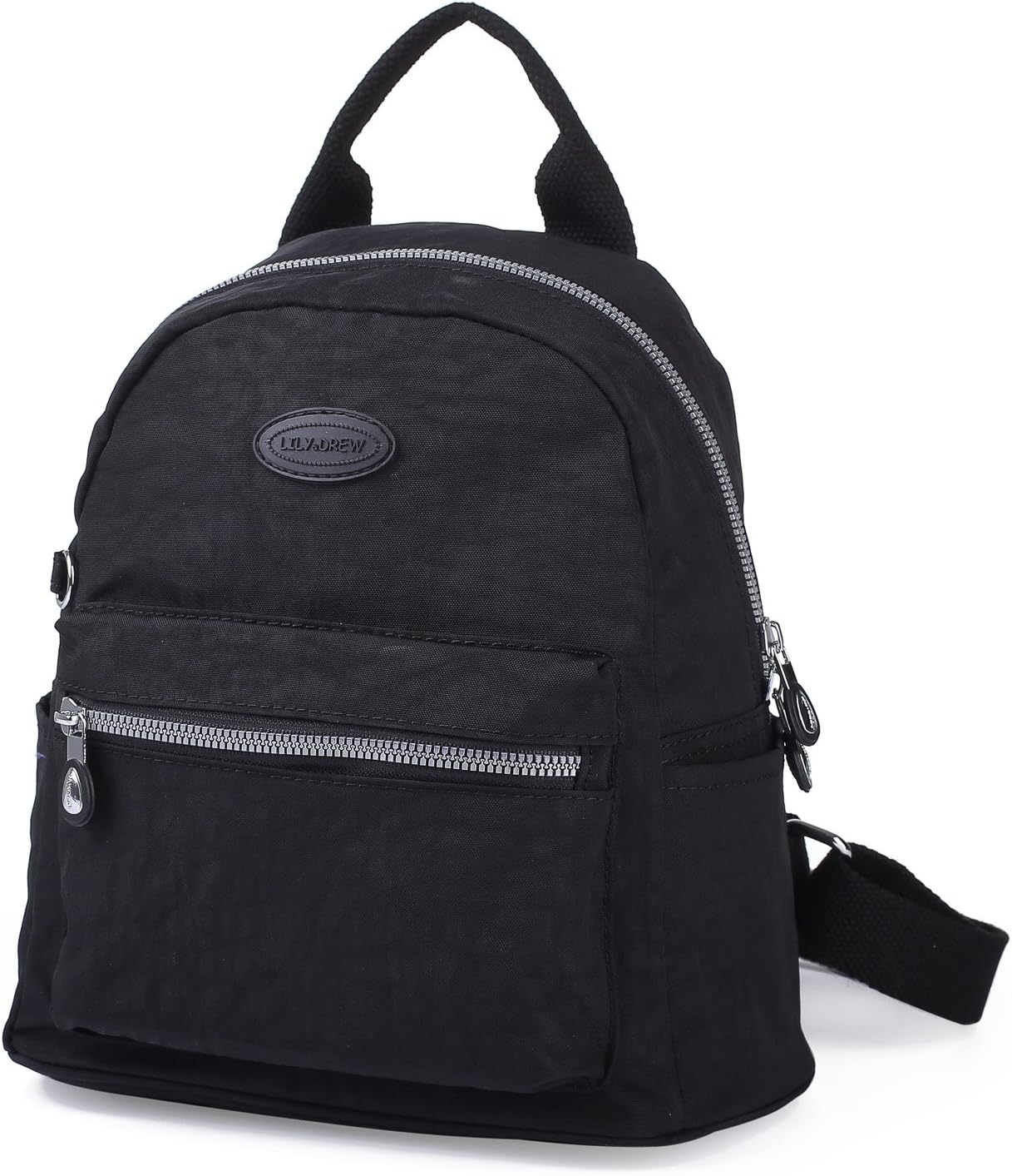 Lily & Drew Nylon Mini Casual Travel Daypack Backpack Purse (Black