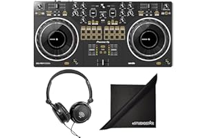 AXA AXCESSABLES Pioneer DJ DDJ-REV1 2-Deck Serato DJ Controller w/AxcessAbles Stereo Headphones and eStudioStar Polishing Cloth